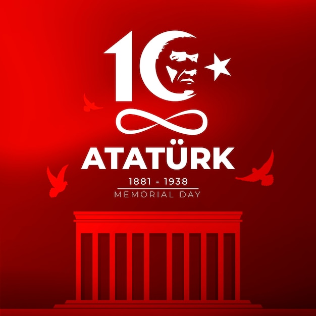 Diseño plano día conmemorativo de ataturk Vector Premium