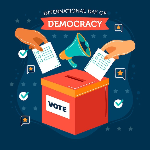 Diseño Plano Día Internacional De La Democracia Con Manos Y Urna Vector Gratis 7321