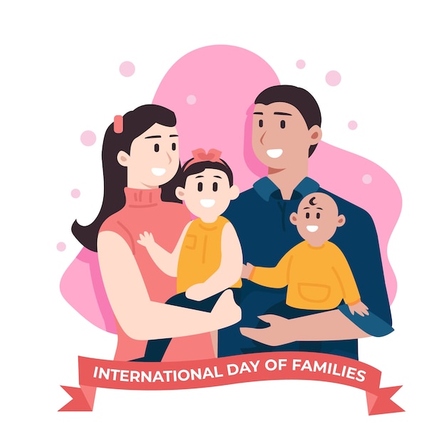 Diseño plano día internacional de la ilustración de las familias