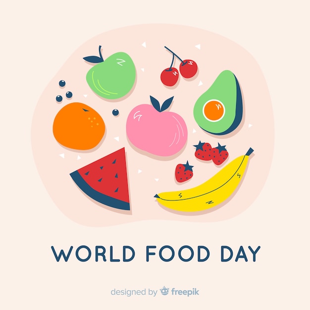 Diseño plano día mundial de la comida con tomate vector gratuito