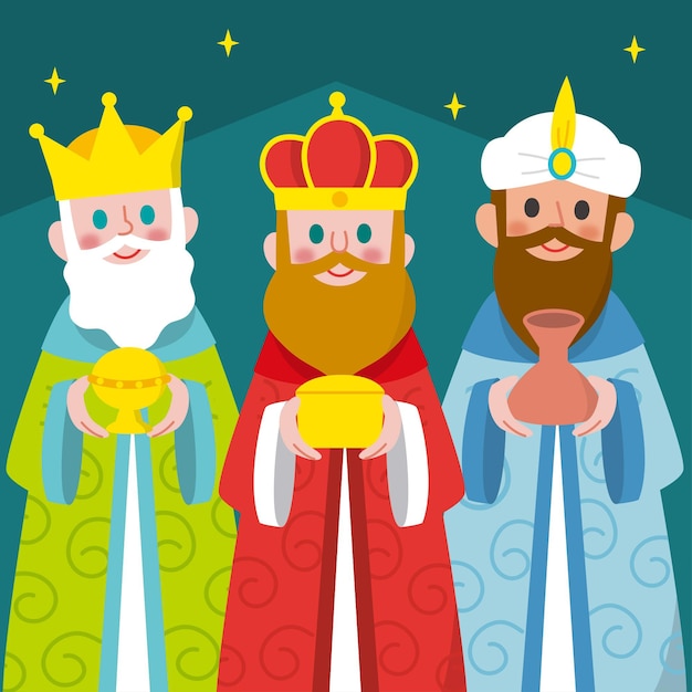 Diseño plano tres reyes magos | Vector Gratis
