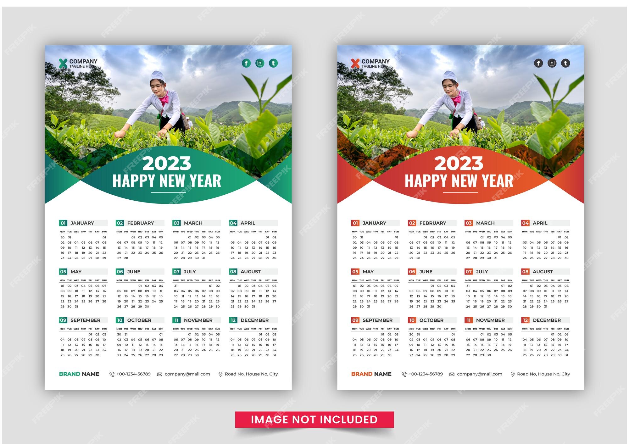 Diseño De Plantilla De Calendario De Pared De Una Página Listo Para Imprimir Para 2023 La 9684