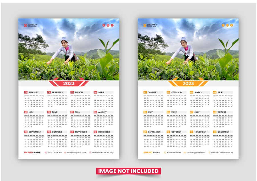 Diseño De Plantilla De Calendario De Pared De Una Página Listo Para Imprimir Para 2023 La