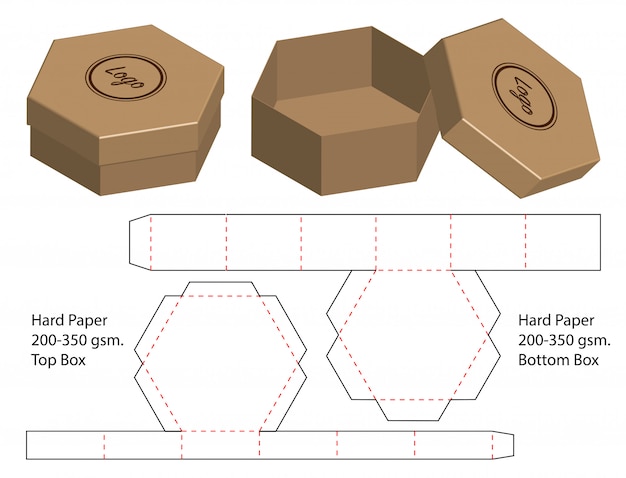 Diseño de plantilla troquelada caja de embalaje Vector Premium