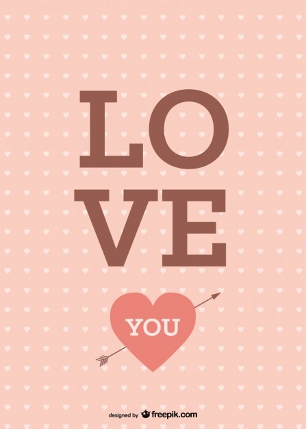Diseño retro de tarjeta de amor rosada  Descargar 
