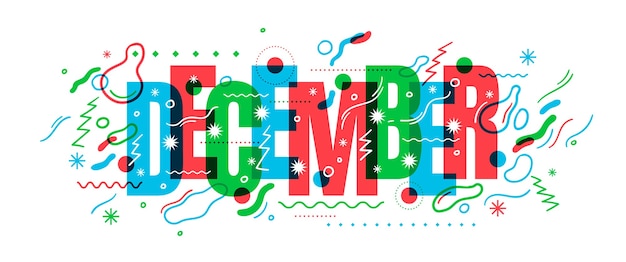 Diseño tipográfico de letrero de banner de diciembre | Vector Premium
