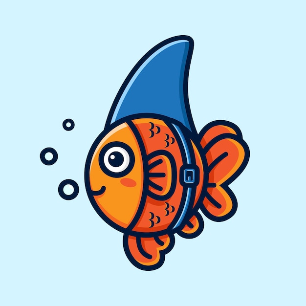 Disenos De Peces De Colores Disfrazados De Tiburones Vector Premium