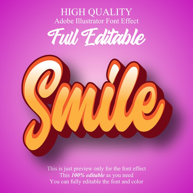 Divertido sonrisa script tipografía editable efecto de fuente Vector Premium