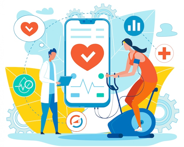 Doctor analyzing indicators cuando hace ejercicio. Vector Premium