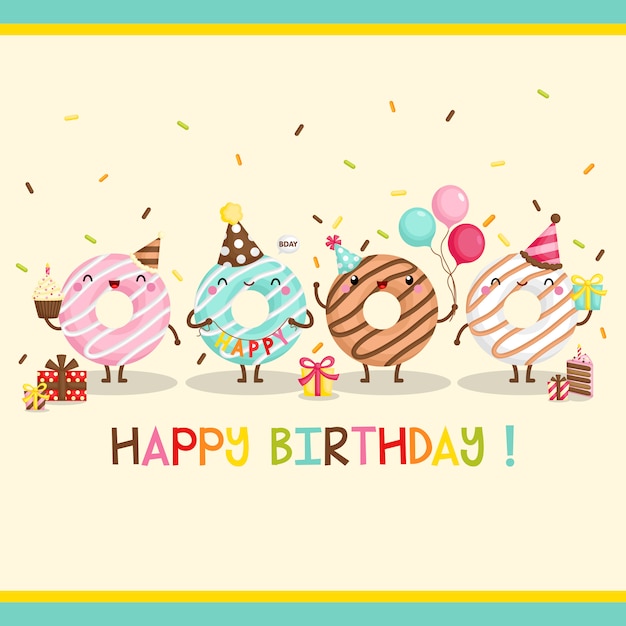 Download Donut birthday card | Vector Premium