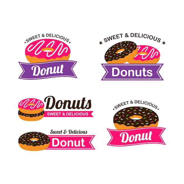 Donut Logo Design Vector Vector Premium