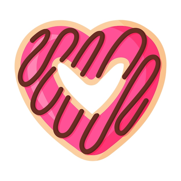 Donut Rosa En Forma De Corazón De San Valentín Con Glaseado Ilustración Aislada De Dibujos 6064