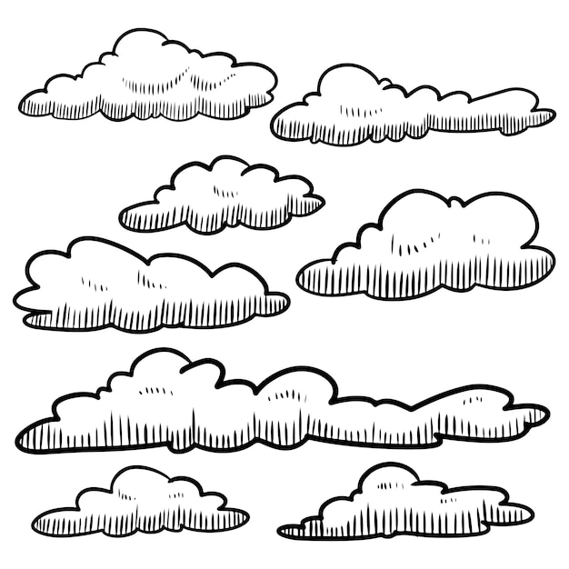 Doodle Conjunto De Nubes Dibujadas A Mano Aisladas Para El Dise O De