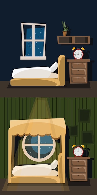 Dormitorio Interior Conjunto Ilustraci N Vectorial Vector Premium