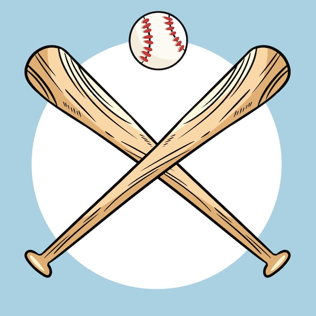 Dos Bates De Béisbol Cruzados Y Pelota Logo Deportivo De Icono Vector Premium 