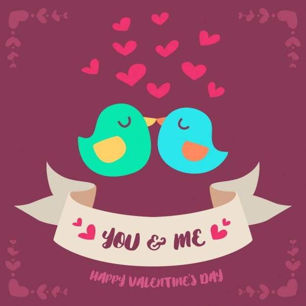 Dos Pajaros Enamorados Vector Gratis