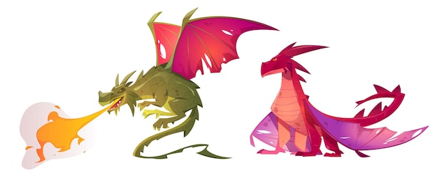 Dragones De Cuento De Hadas Vector Gratis