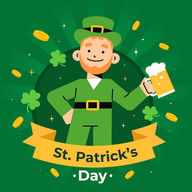 Duende De Diseño Plano Del Día De San Patricio Con Cerveza Vector Gratis 3940