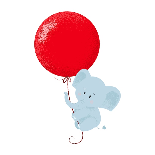 Dulce Bebe Elefante Colgando En Globo De Aire Vector Gratis