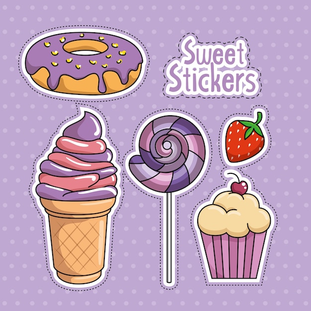 Dulces pegatinas de arte pop | Vector Premium