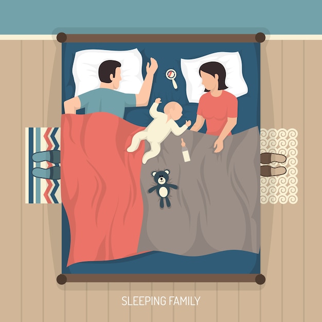 Durmiendo Familia Con El Bebe De Enfermeria Vector Gratis