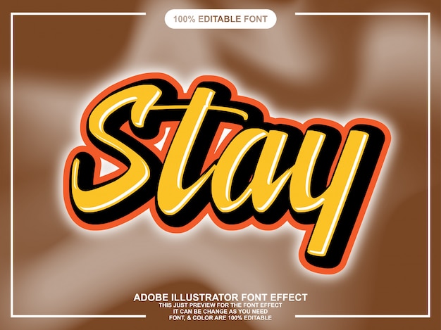 Efecto de fuente de etiqueta de script simple Vector Premium