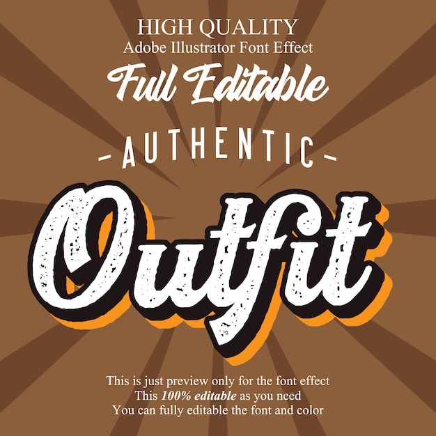 Efecto de fuente tipografía editable negrita rústica Vector Premium
