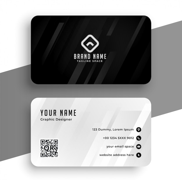 Elegante Dise O De Tarjeta De Visita En Blanco Y Negro Vector Gratis