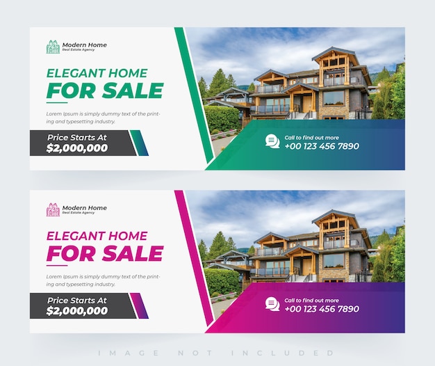 Elegante Y Moderna Casa Inmobiliaria Facebook Portada Y Plantilla De Diseno De Banner Vector Premium