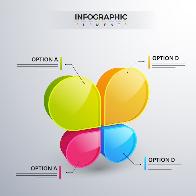 Elemento Infografico 3d O Grafico Con Cuatro 4 Pasos Vector Premium