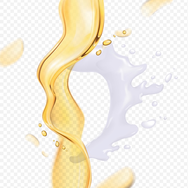 Elementos de aceite y crema translúcidos para usar con su diseño Vector Premium