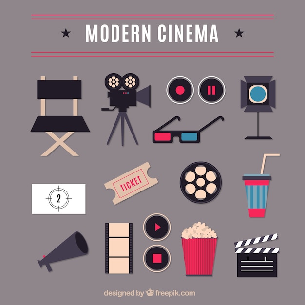 Elementos De Cine Modernas Planas Vector Gratis