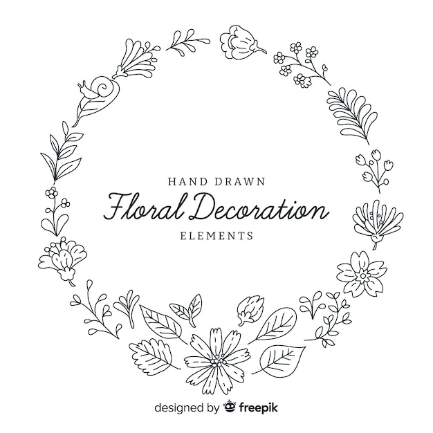 Elementos decorativos florales dibujados a mano vector gratuito