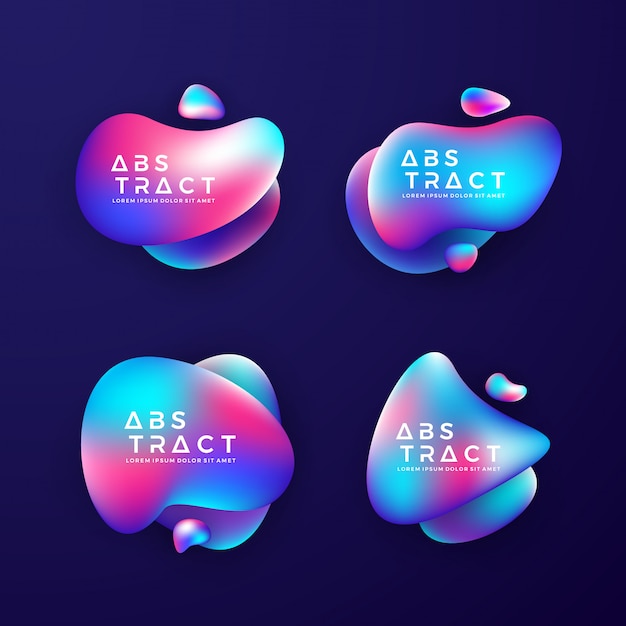 Elementos de diseño de gradiente líquido de moda con estilo 3d. Vector Premium