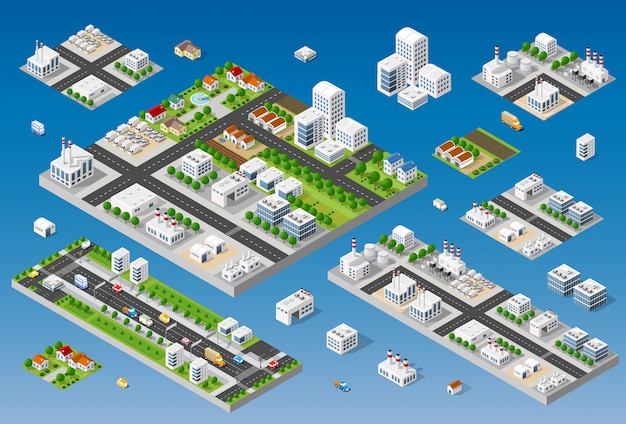 Elementos de diseño de paisaje urbano Vector Premium