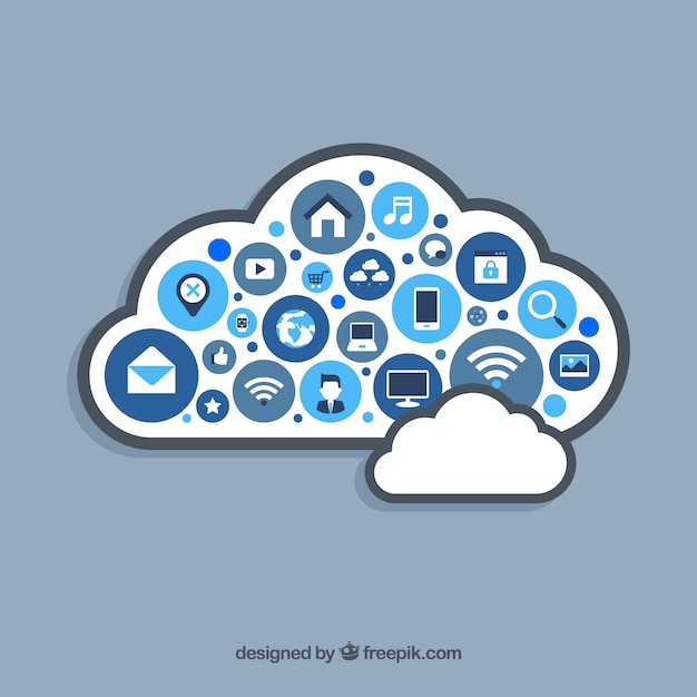 Elementos De Redes Sociales En Forma De Nube En Estilo Plano Vector