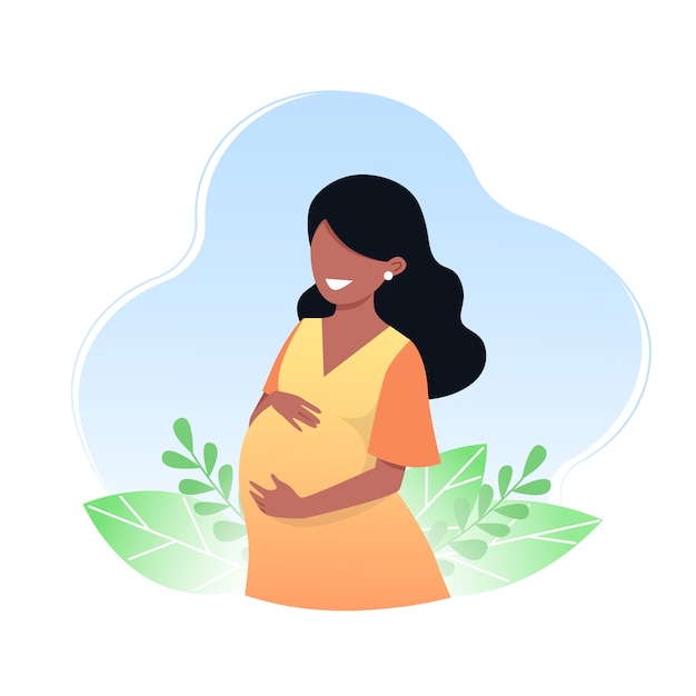 Embarazada joven feliz. el concepto de embarazo y maternidad. ilustración  vectorial | Vector Premium