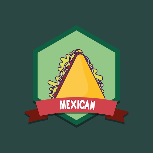 Emblema De La Comida Mexicana Con Quesadillas Sobre Fondo Verde Diseño