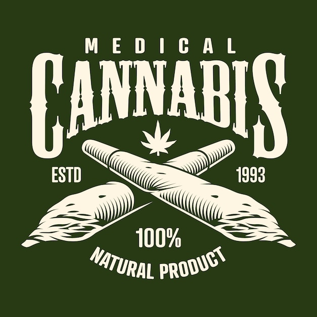 Emblema Monocromo De Cannabis | Vector Gratis