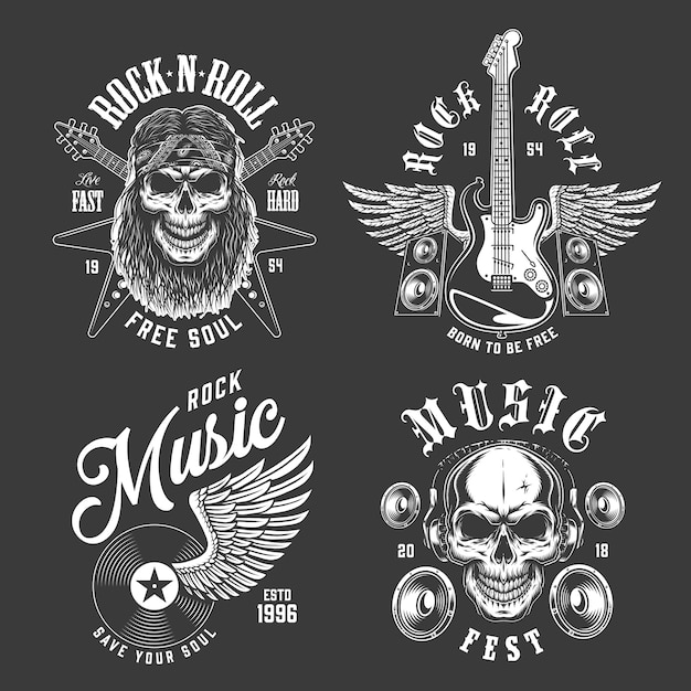 Emblemas De Rock And Roll Vector Gratis