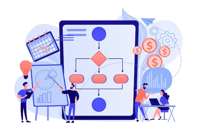 Los Empresarios Trabajan Con Diagramas Y Gráficos De Mejora Gestión De