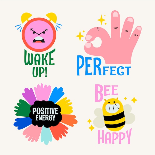 Energia Positiva En La Coleccion De Stickers Vector Premium