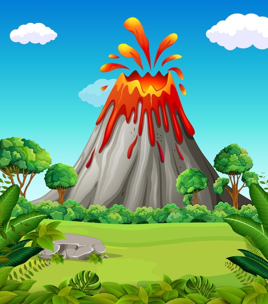 Escena De La Naturaleza De La Erupción Del Volcán Vector Premium 6792