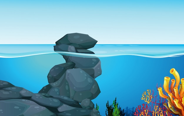 Escena Con Rocas Bajo El Mar Vector Gratis