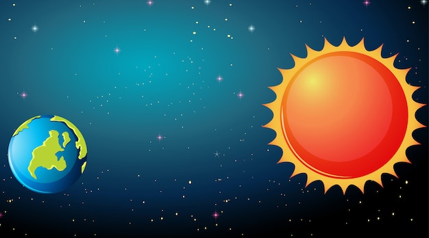 Escena de la tierra y el sol | Vector Gratis