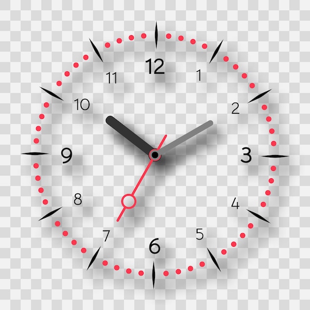 Esfera de reloj sobre fondo transparente con sombra ilustración