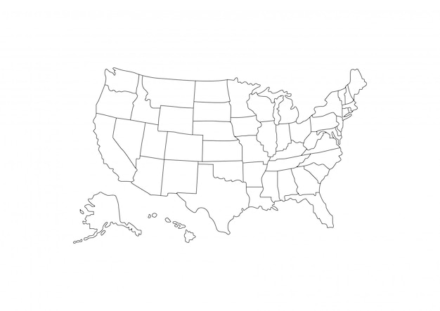 Esquema De Mapa De Estados Unidos Sobre Fondo Blanco Vector Premium 3130
