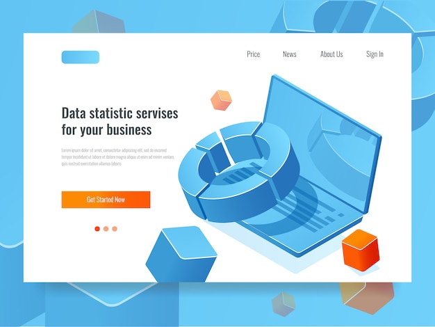 Estadística de datos y análisis, concepto de negocio del ícono de informe, planificación y estrategia de información vector gratuito