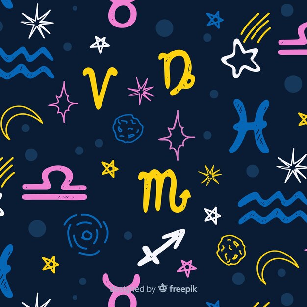 Estampado del zodiaco vector gratuito