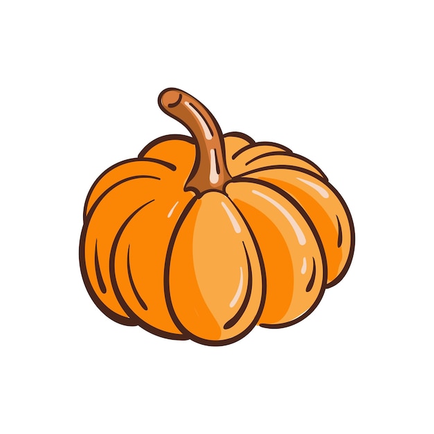 Estilo De Dibujos Animados De Dibujo A Mano Alzada De Calabaza Naranja